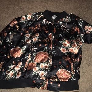 Floral silk bomber jacket
